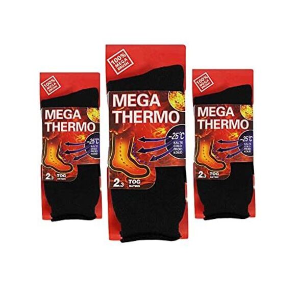 Luxury Divas Men's Black 3 Pack Mega Thermal Insulated Socks - Picture 3 of 4